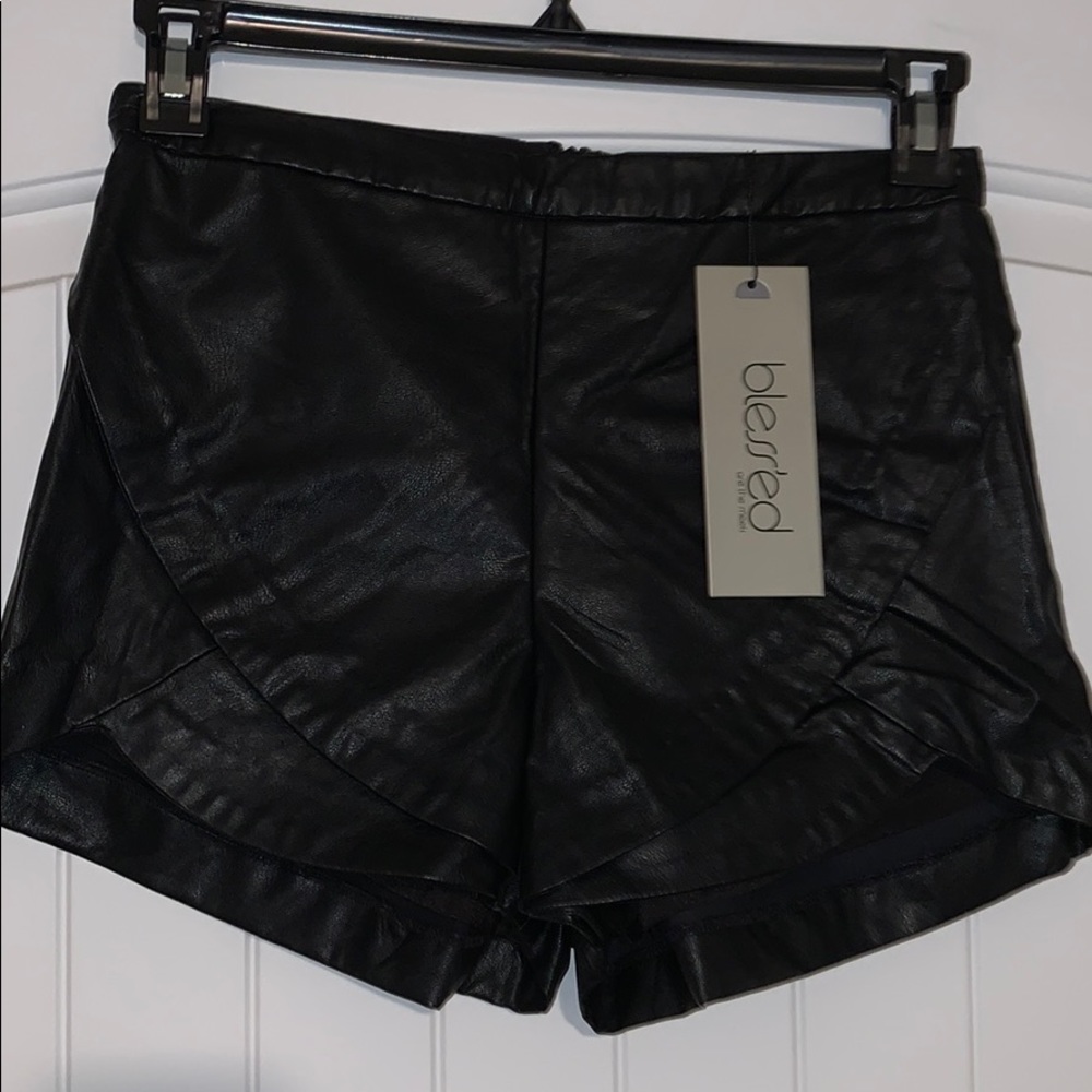 Faux leather mini shorts